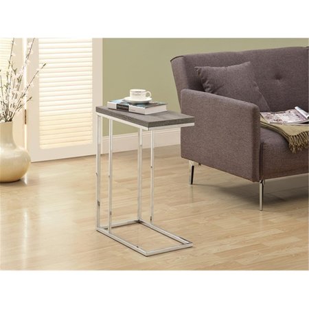 MONARCH SPECIALTIES Dark Taupe Reclaimed-Look - Chrome Metal Accent Table MO338840